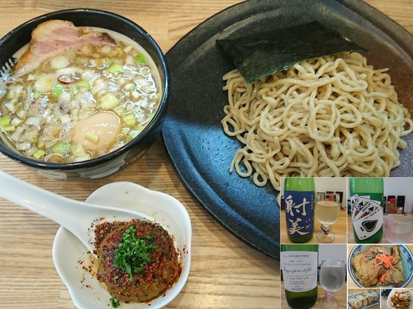 「つけそば￥800＋カレー玉￥170＋日本酒￥500 他」@中華そば専門 とんちぼの写真