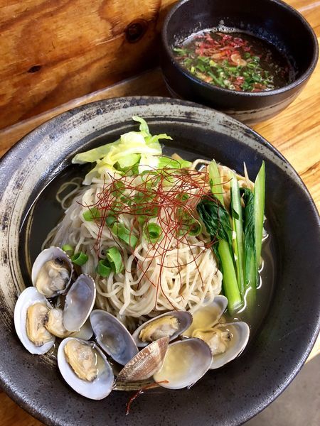 「【限定】桜海老とあさりの春のつけそば￥900＋大盛￥100」@中華そば よしかわの写真