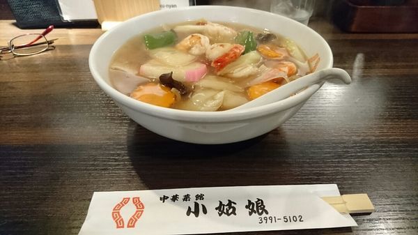 「海老うま煮そば（醤油あんかけ）　＠１２００円」@小姑娘の写真