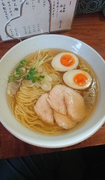 「朝ラーメン(塩味) & 鶏チャーシュー & 味玉子」@中華そばつけそば 千思萬考の写真