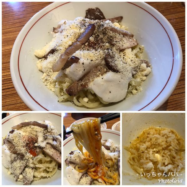 「季節限定 冷しカルボナーラ 800円だったか… ライス100円」@niboの写真