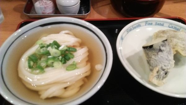 「ひやひやうどん小 350円＋なすしいたけ 140円」@純手打ち讃岐うどん 五郎の写真