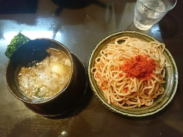 「エビ辛つけそば 小、味玉」@麺匠 とうぎょうの写真