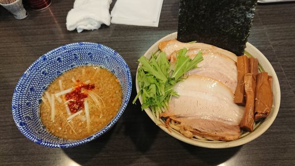 「塩つけ麺（小） 850円 + ほぐし豚丼 200円」@ラーメンつけ麺 奔放の写真