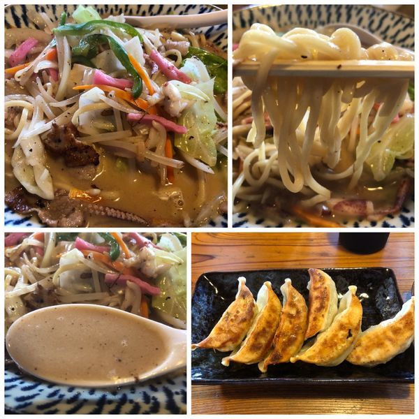 「長浜名物カメ婆さんのちゃんぽん 850円 餃子 400円」@元祖長浜 大学ラーメンの写真