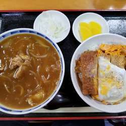 カレー南蛮とかつ丼のセット