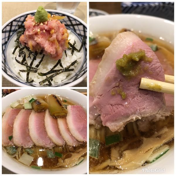「鴨らぁ麺＋鮪屋のトロたくちらし＋コンフィ」@らーめん 鴨to葱の写真