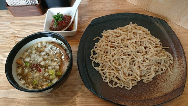 「つけそば （中盛） 800円 + 【限定】カレー玉 170円」@中華そば専門 とんちぼの写真