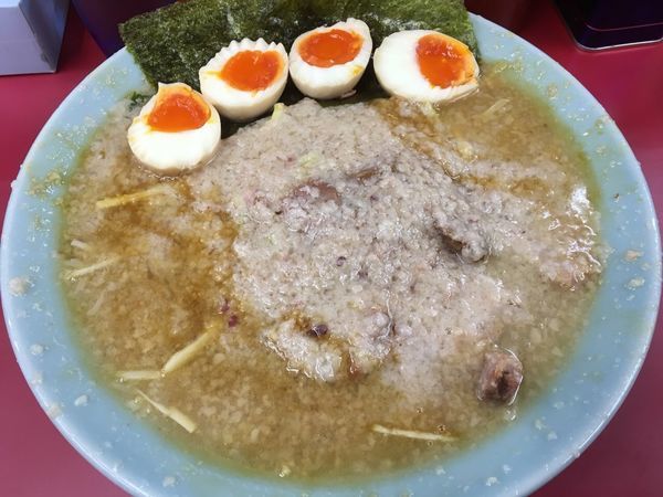 「ネギチャーシュー麺中盛り+煮卵ダブル+コテコテ」@ラーメンショップ 牛久結束店の写真