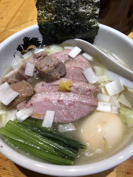 「特製鴨中華そば（塩）＋大盛＋鴨雑炊丼（小）」@満鶏軒の写真