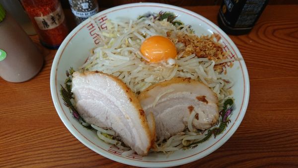 「小汁なし　少な目　ニンニク少し」@ラーメン二郎 亀戸店の写真