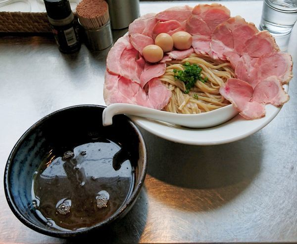 「【限定】淡麗煮干昆布水つけ麺＋肉増し＋うずら」@さんじの写真