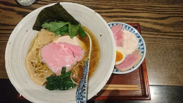 「特製Ra-men 白醤油+和え玉」@メンドコロ Kinariの写真