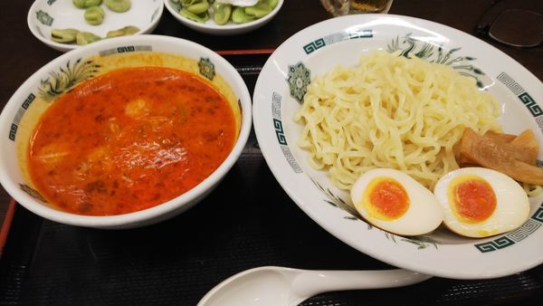 「エビ辛豚骨つけ麺」@日高屋 新河岸店の写真