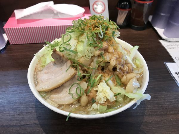 「直二郎【野菜マシ、アブラマシマシ、ニンニク少し】」@麺屋らくだ 岡崎本店の写真