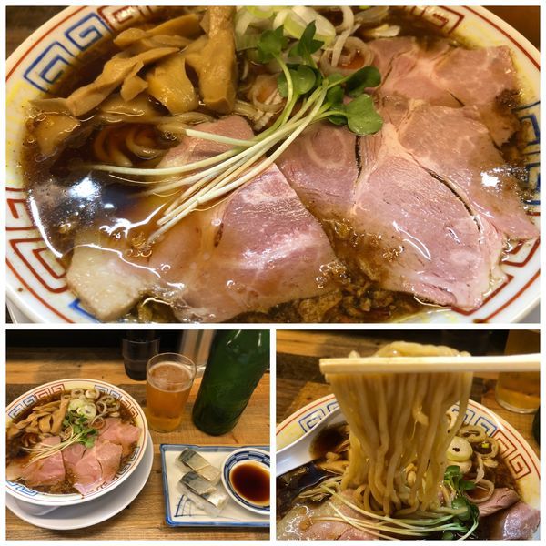 「サバ醤油そば ＋ サバ寿司 セット 1050円 ビール」@サバ6製麺所 成城学園前店の写真