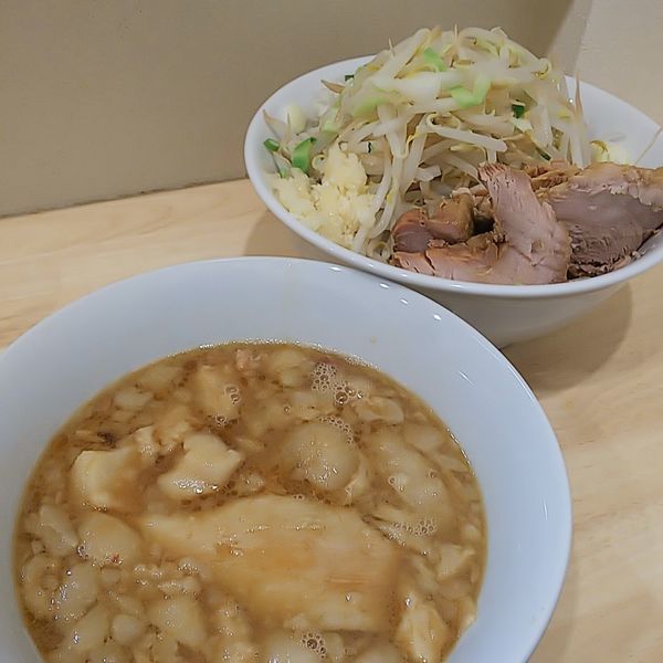 「ラーメン＋つけ麺（ニンニクアブラネギ）」@ラーメン 他力也の写真