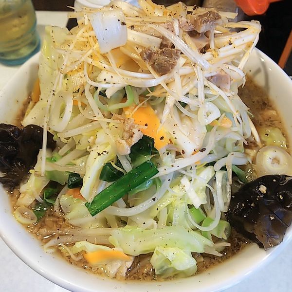 「背脂入りしょうゆたんめん（中・太麺）＋ピリ辛白髪ネギ」@麺処 まるよし商店の写真