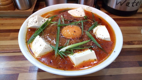 「お肉たっぷりスンドゥブチゲヌードル（限定）」@鮮魚らーめん 五ノ神水産の写真