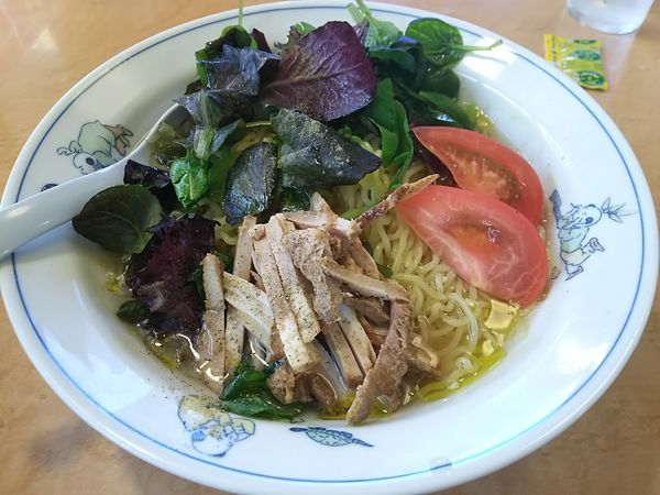 「【限定】冷製サラダラーメン　※鶏チャーシュー抜き　（麺大盛）」@テンホウ 松本渚店の写真