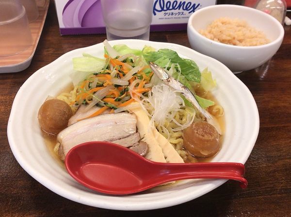 「冷やし煮干しそば＋煮干し炊き込みご飯(780円＋サービス)」@拉麺一匠 DEAD OR ALIVEの写真