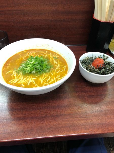 「朝 C 担々麺 明太子ライス700円」@麺屋 民のかまどの写真