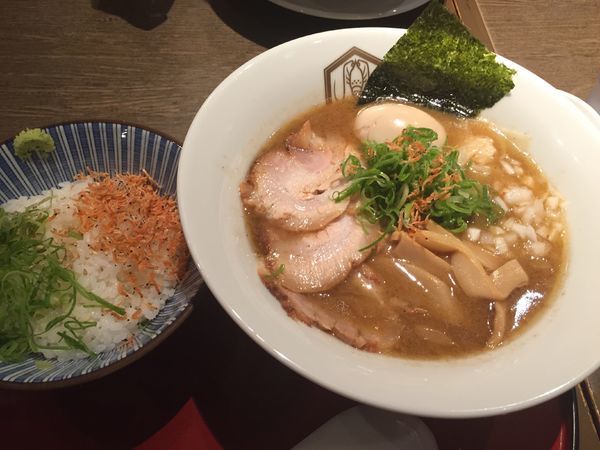 「濃厚海老そば(全部入り)〆の海老めしセット」@えびそば えび助 TOKYOの写真