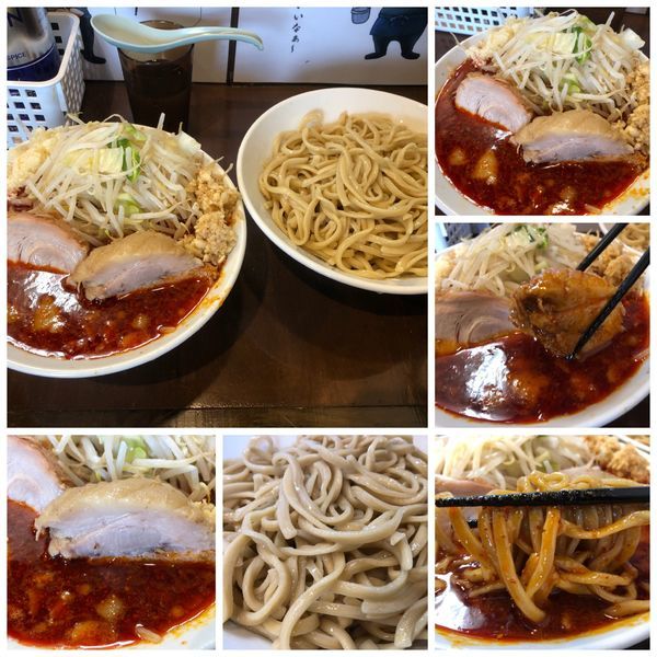 「辛い小つけめん 950円 生姜 50円 ニンニク」@麺屋 歩夢の写真