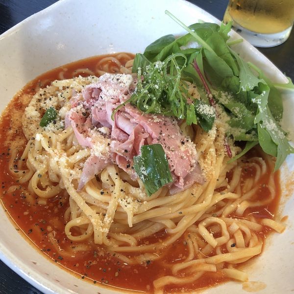 「【限定】トマトベースのベジまぜ+瓶ビール」@53'sNoodleの写真