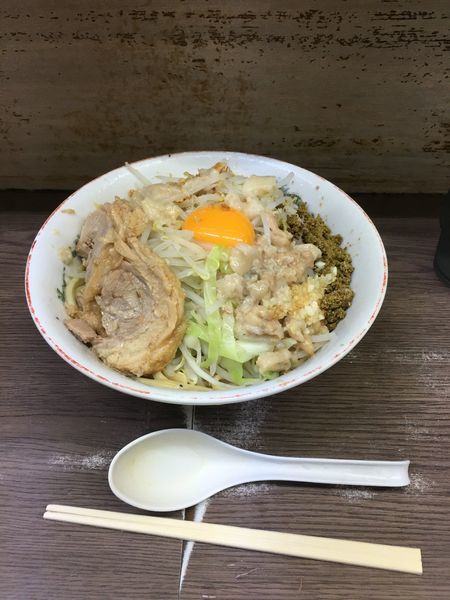 「小汁なし ニンニク少しヤサイアブラアレ」@ラーメン二郎 横浜関内店の写真