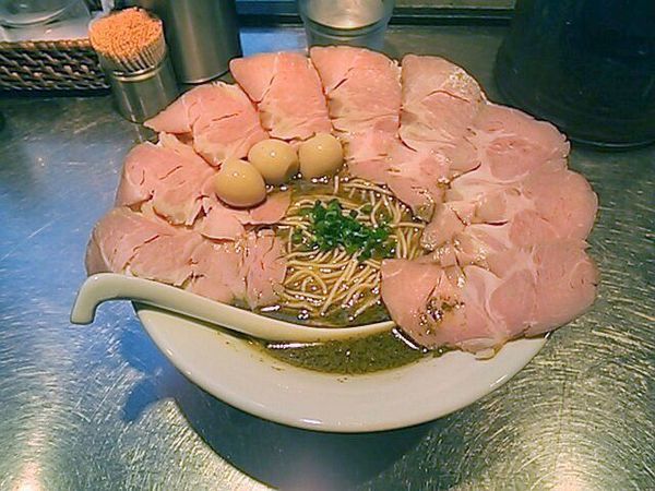 「鮑の肝蕎麦＋肉増し・うずら」@さんじの写真