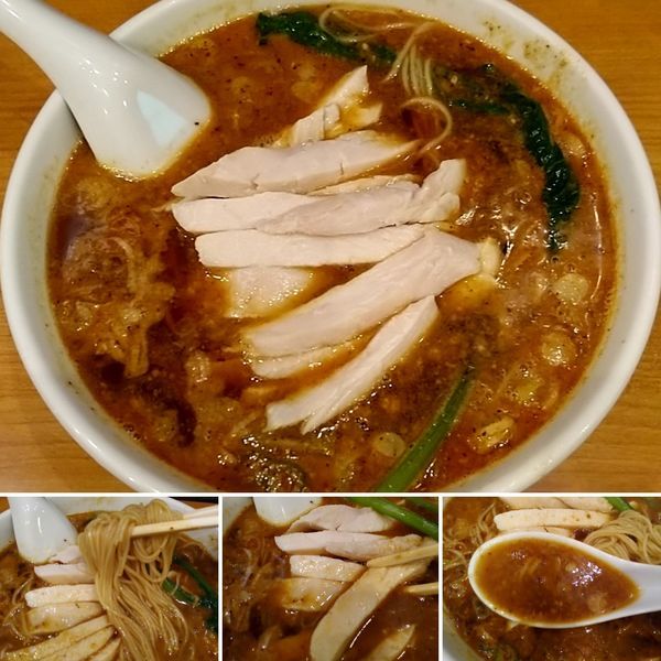 「バンバンジー担担麺　900円」@我流坦々麺  竹子 天神下店の写真