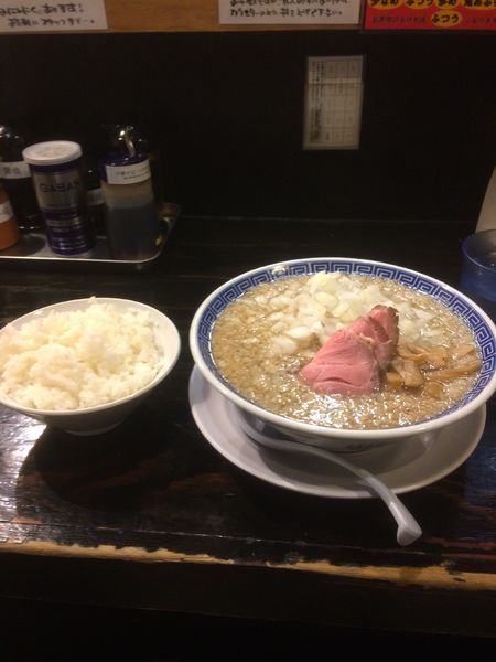 「玉ねぎ中華そば ライス」@背脂煮干中華そば 心やの写真