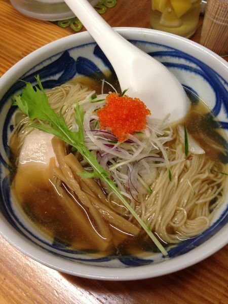 「ヒイラギと鯵煮干しの冷やしそば」@中華そば よしかわの写真