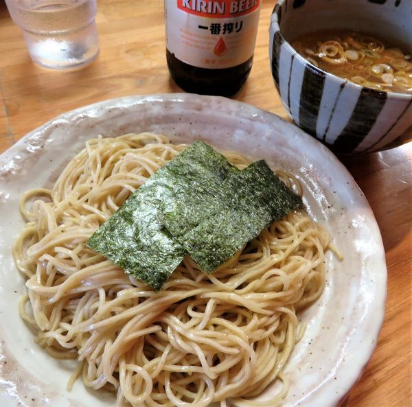 「つけそば（塩）＋一番搾り」@支那そば なかじまの写真