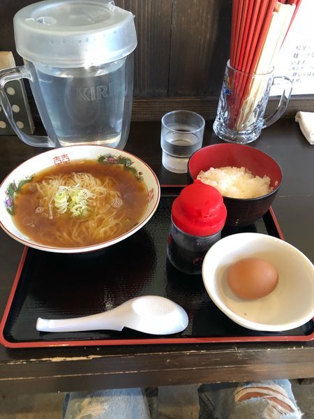 「らーめん500円 卵かけご飯250」@松屋製麺所の写真