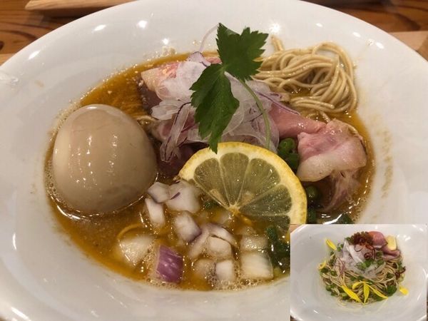 「【限定】白海老とオマール海老の牡蠣煮干しそば850円」@麺's キッチン RIRIの写真