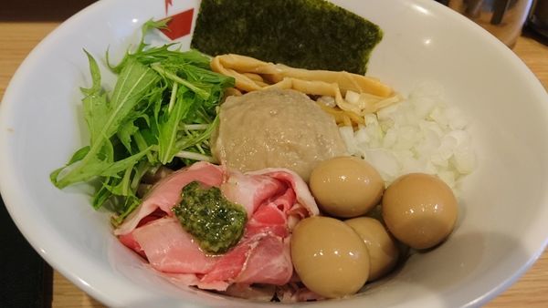 「カニ油そば＋ウズラ」@crab台風。の写真