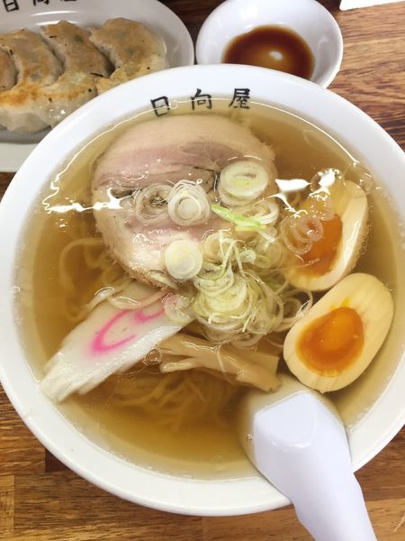 「ラーメン、煮卵、餃子」@青竹手打ちラーメン 日向屋の写真