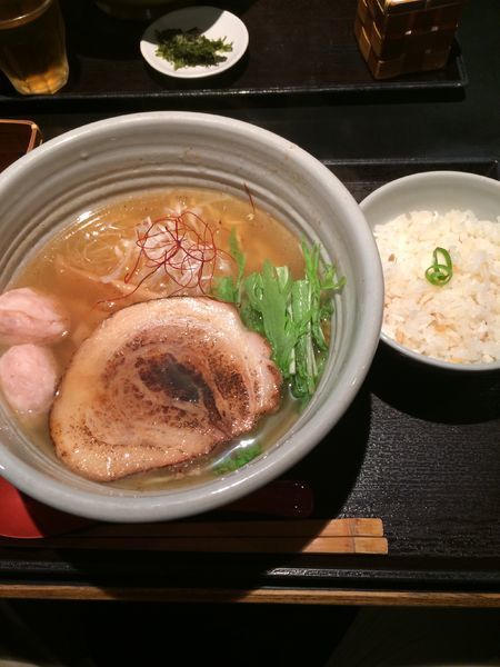 「銀笹白醤油ラーメン850円・半鯛飯200円」@麺処 銀笹の写真