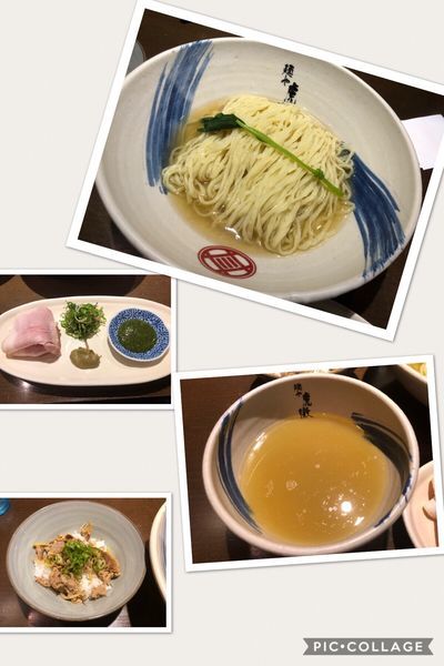 「【限定】薬涼潮つけそば900円、鴨しぐれ煮冷や飯100円」@麺や 虎徹の写真