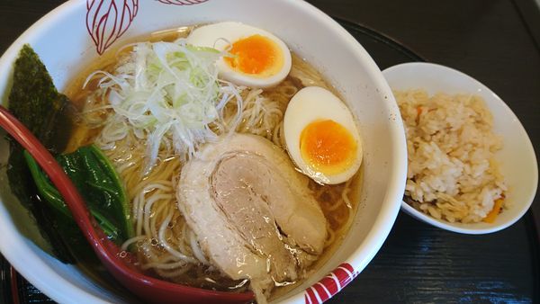 「味玉ラーメン、大盛、だしご飯」@麺処 あす花の写真