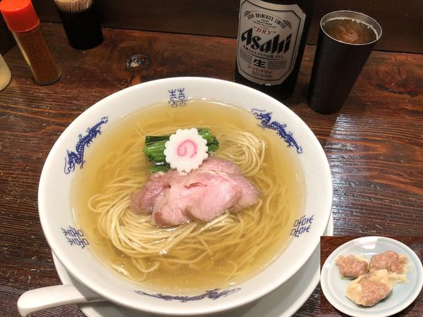 「中華そば（750円）＋皿ワンタン３個（150円）」@中華蕎麦にし乃の写真