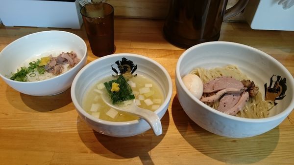 「鴨中華つけそば＆雑炊セット￥1100」@満鶏軒の写真