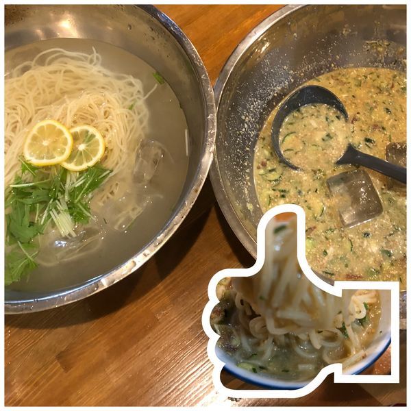 「【気まぐれ限定】冷や汁つけめん（すったて）」@ラーメン カワタカの写真