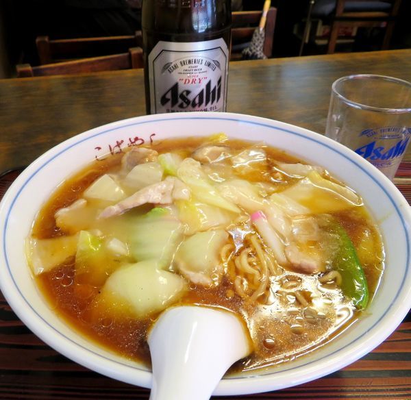 「肉そば(800円)+アサヒSD」@中華 こばやしの写真