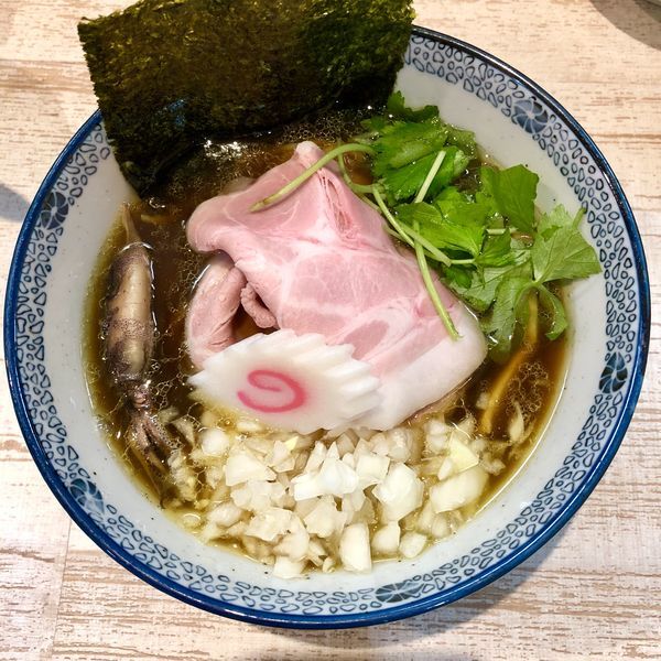 「【気まぐれ限定】大王イカそば￥900＋〆のイカ飯￥250」@中華そば 四つ葉の写真