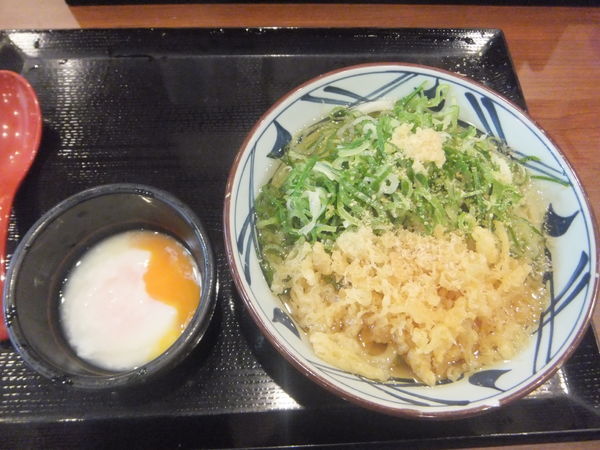 「冷かけうどん290円・温泉玉子70円(クーポンで無料)」@丸亀製麺 伊勢原店の写真
