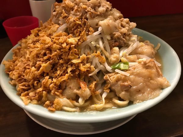 「ラーメン大アブラ野菜マシあげねぎトッピング」@龍麺 ふえ郎の写真