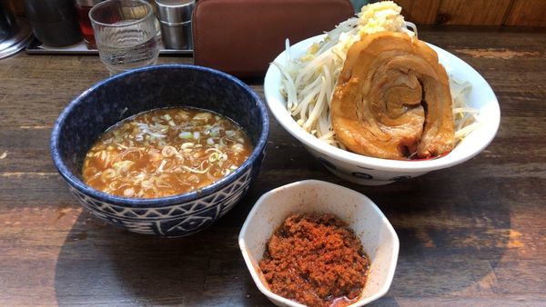 「つけ雷(特)(濃厚)+辛味(挽肉)」@雷 北松戸本店の写真
